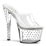 7 inch Rhinestone Studded Platform Slide Clear/Clear