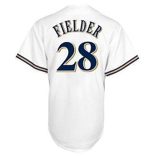 MLB Men's Milwaukee Brewers Prince Fielder White Home Short Sleeve 6 Button Synthetic Replica Baseball Jersey Big & Tall Spring 2012  (White, XXX-Large)