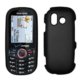Black Rubberized Design Snap-On Cover Hard Case Cell Phone Protector for Samsung Intensity U450 [Accessory Export Packaging]