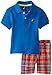 Nautica Boys' 2 Piece Pique Solid Polo with Plaid Short