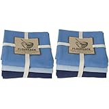 Now Designs Flour Sack Dishtowels, Indigo/Moonlight/Cool Blue, Set of 3