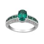 10k White Gold Created Emerald and Created White Sapphire Ring, Size 6