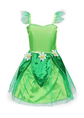 ReliBeauty Girls Tinkerbell Dress Costume (4T-4, Green)