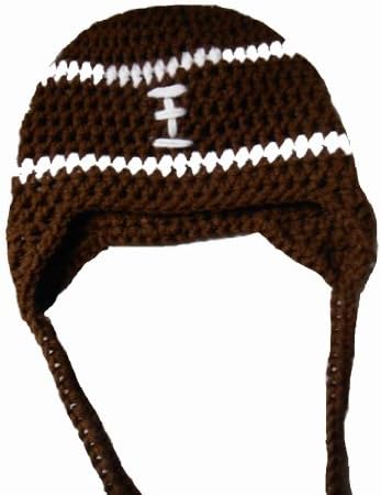 Sweet Lullabiez Handmade Football Beanie in Brown & White / Hat Size Newborn