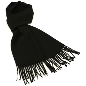 Men Winter Ski Soft Cashmere Feel Scarf Solid Black