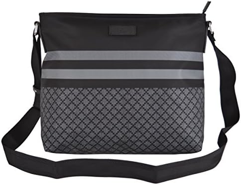 Gucci Men's Black and Grey Nylon Diamante Messenger Bag