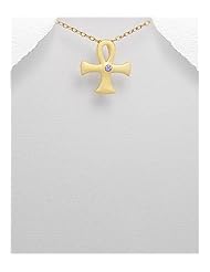 Egyptian cross CZ Pendant Necklace In 92.5 Sterling Silver