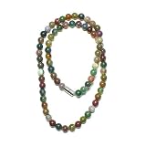 Fancy Jasper 6mm Bead Choker Necklace with Magnetic Snap Closure