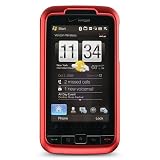 RED RUBBERIZED SNAP ON HARD SKIN FACEPLATE PHONE SHIELD COVER CASE FOR HTC IMAGIO 6975 + BELT CLIP