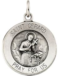 St. Saint Gerard Medal Pendant With 24 Inch Chain Sterling Silver R16326