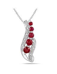 14k White Gold Diamond and Ruby Drop Pendant