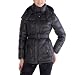 BGSD Women's Quilted Down Coat with Removable Belt - Black XL