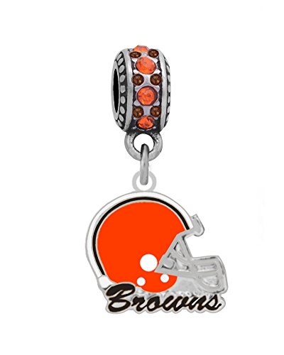Cleveland Browns Helmet Charm Fits Most bracelet Lines Including Pandora, Chamilia, Troll, Biagi, Zable, Kera, Personality, Reflections, Silverado and More