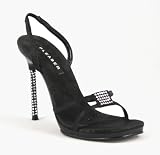 4 1/2 Inch Sexy Fashion Shoes High Heel Stiletto Heel Open Toe Shoe Black Rhinestones