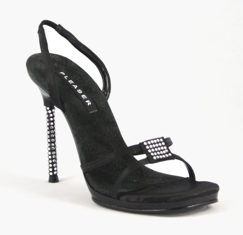 4 1 2 Inch Sexy Fashion Shoes High Heel Stiletto Heel Open Toe Shoe Black Rhinestones
