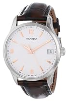 Big Sale Movado Men's 0606570 Circa Brown Crocodile-Embossed Leather Strap Watch