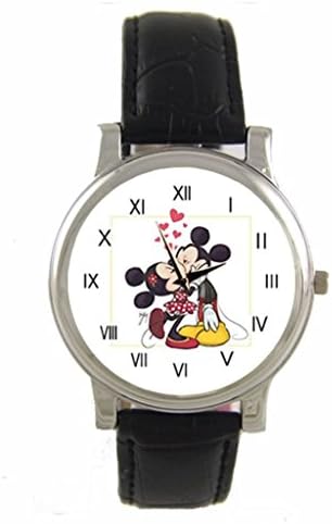 Mickey Minnie Mouse Custom 100% NEW genuine leather Band fashion adult's Sport wrist watch