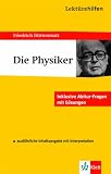 Lekt&uuml;rehilfen D&uuml;rrenmatt 'Die Physiker': Inklusive Abitur-Fragen mit L&ouml;sungen - Friedrich D&uuml;rrenmatt