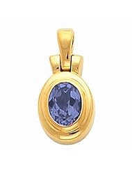 14K Yellow Gold Oval Cut Tanzanite Pendant -- LIFETIME WARRANTY