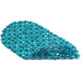 Con-Tact Brand Oval PVC Bath Mat, Teal Daisies, 27" x 13.75"