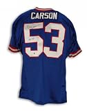 Harry Carson Autographed New York Giants Blue Throwback Jersey Inscribed "HOF 06"