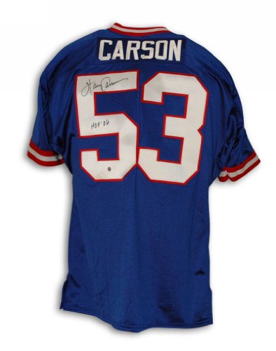 Harry Carson Autographed New York Giants Blue Throwback Jersey Inscribed 