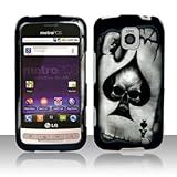 Rubberized Black Silver ACE Spade Skull Snap on Design Case Hard Case Skin  ....