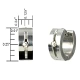 6mm Stainless Steel Cubic Zirconia Slit Huggie Hoop Earrings