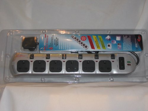 Childrens Toyshop  Computer : Surge protected 6 way extension with phone line protection