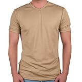 Mens New Rib V-Neck Short Sleeve T-Shirt