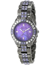 Armitron Womens 75/3689VMDG Purple Swarovski Crystal Accented Gunmetal Bracelet Watch