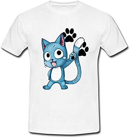 DTo Custom Fairy Tail Happy Cat Men's T-shirt Short Sleeve