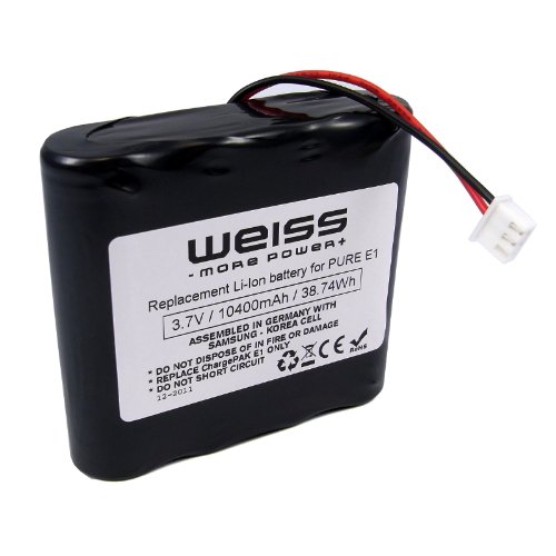 Original Weiss battery for ChargePAK E1 (10400 mAh) / suitable for the PURE radios: ONE flow / Sensia / Verona / EVOKE-1s-EVOKE-2s and others / Three Years Warranty