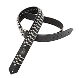 Levy's Leathers 2 Carving Leather Guitar Strap with Bullets,Black