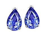 2.00 cttw 14k White Gold Natural Genuine AAA Quality 8x6 mm Pear Shaped Tanzanite Drop Earring Studs