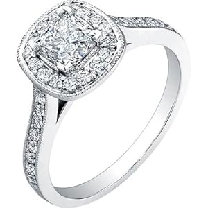 Princess Cut and Round Brilliant Diamond Ring (1.06 ctw)