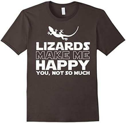 Men's Lizard Make Me Happy T Shirt Gift For Lizard Love Large Asphalt