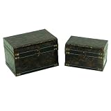 Keystone Jewelry Boxes : Leather with Rectangle Design (Set of 2)