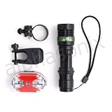 Super Bright 7w CREE LED Machined Aluminium Waterproof Front Bike Light with Free Multi-function LED Rear Light - Free P&P and Batteries Included- Comes with mounting brackets and the front light can easily be removed to use as a powerful torch