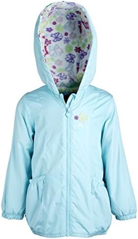 London Fog Little Girls Lightweight Hooded Spring Windbreaker Jacket - Aqua (Size 5/6)