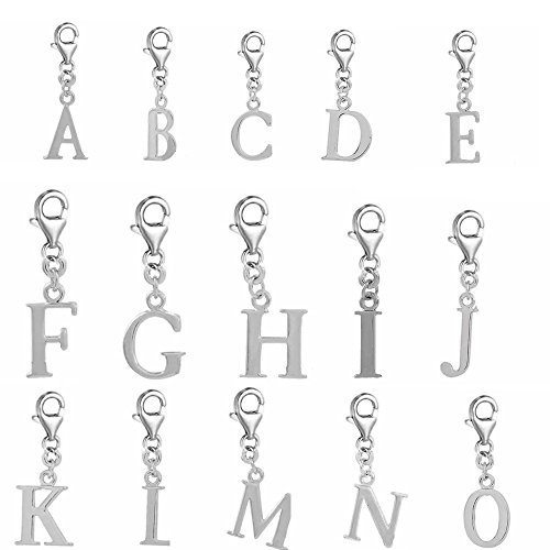 Dangling Letters Clip on Pendant Charm for Bracelet or Necklace