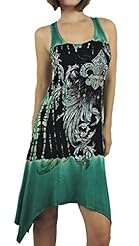 Tie Dye Print Rayon/Spandex Sleeveless Tank  Crystal Tunic  With Rhinestones