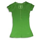 Jade - Girls Ribbed Henley Short Sleeve Shirt, Green