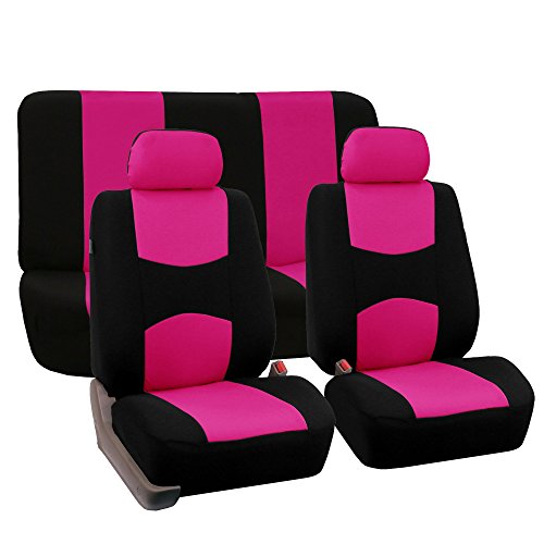 FH-FB050112 Flat Cloth Car Seat Covers Pink / Black Color