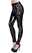 Lotsyle Women's Faux Leather Shiny Sequins Party Footless Leggings Pants
