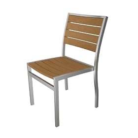 Polywood Euro All-Weather Chair, Silver with Plastique Slats, Teak