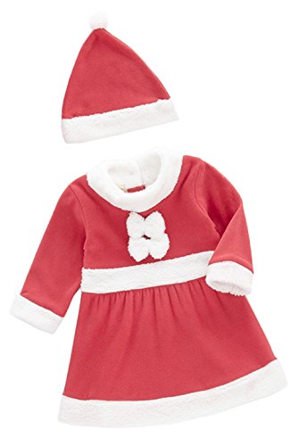 Age 1-3 baby girl holiday santa costume red and white d…