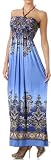 FOPaisley1A-7931 Paisley Graphic Print Beaded Halter Smocked Bodice Maxi / Long Dress - Blue / Medium