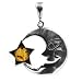Baltic Honey Amber and Sterling Silver Moon Pendant