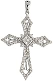 14k White Gold Cross Pendant, w/ 0.50 Carat Brilliant Cut & Invisible-set Diamonds